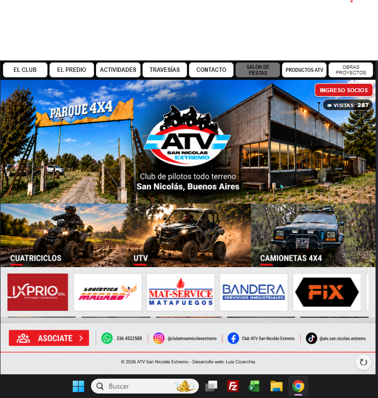 Desarrollos del sitio WEB de ATV. Creacion y puesta en marcha del sistema de gestion administrativa.