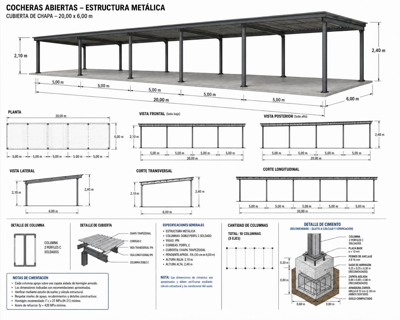 Construccion de guarderia techada para trailers