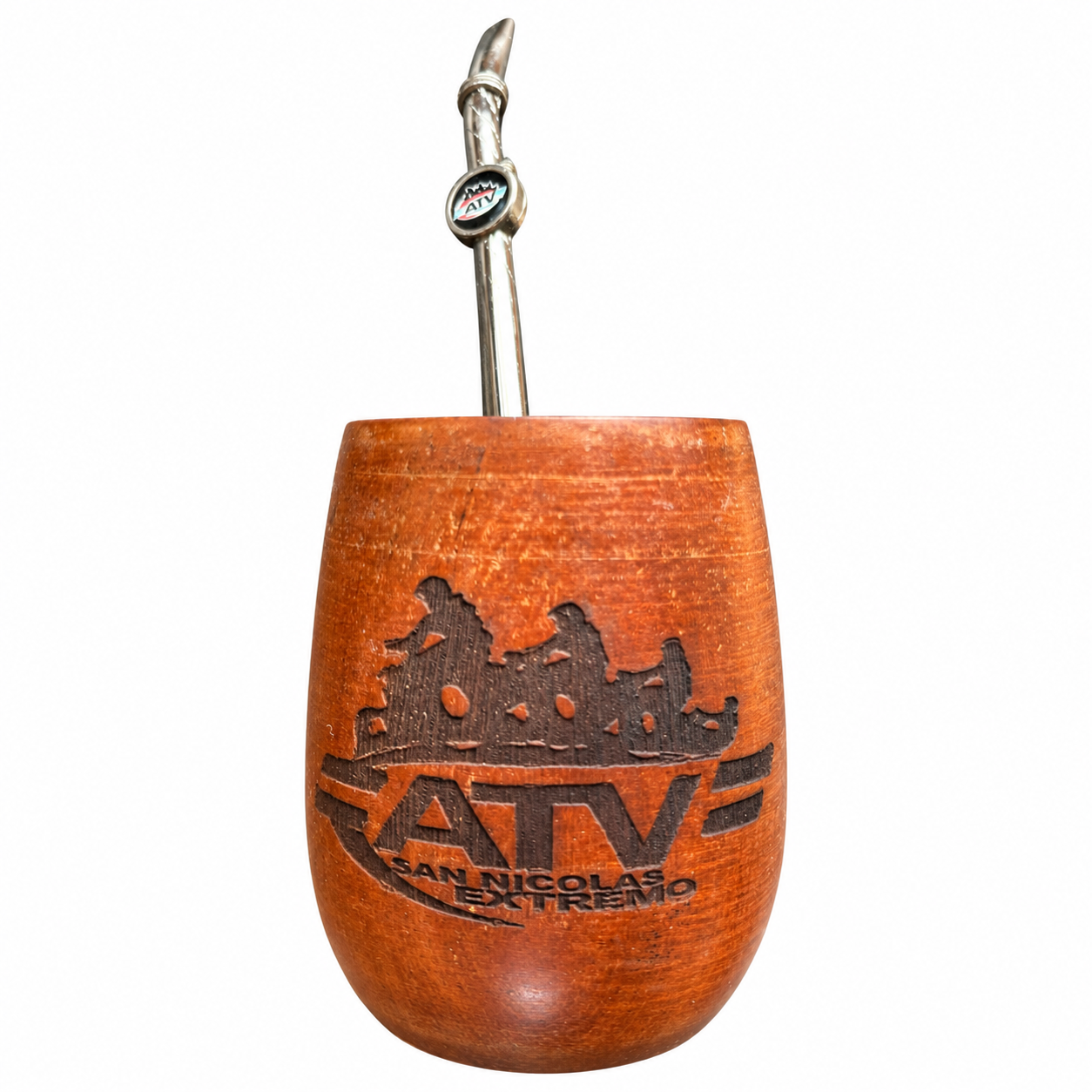 MATE MADERA CON BOMBILLA